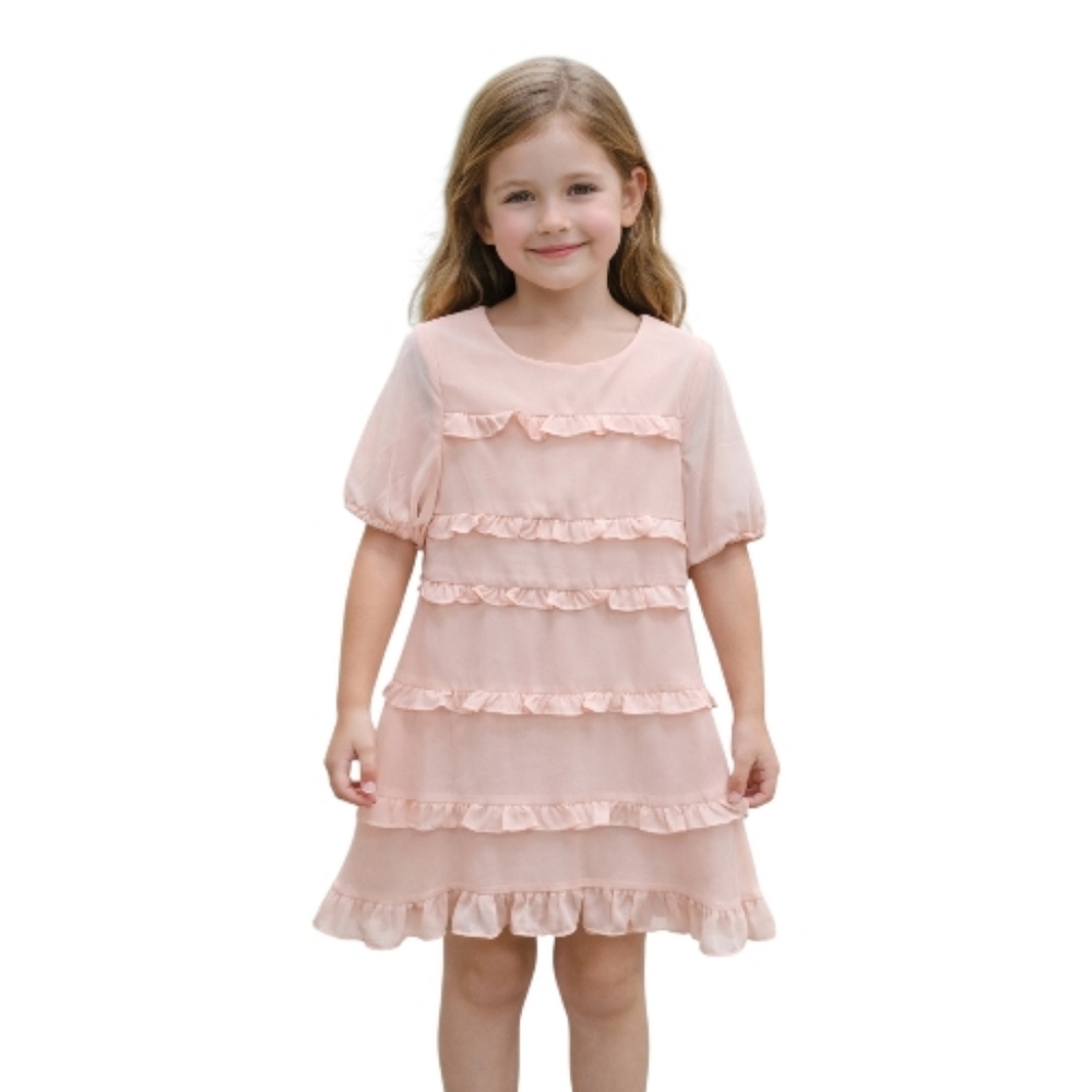 Gianni Bini Girls Formal Tiered Ruffle Dress Size 6 Blush